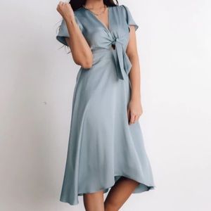 Baltic Born Poppy Satin Midi Dress Light Blue XL